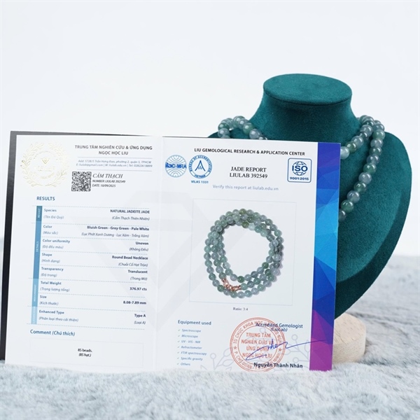 Chuỗi băng đa sắc lam Gua 85 hạt ly8.08-7.89 (392549) KG+