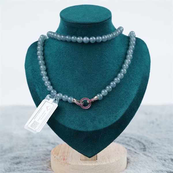 Chuỗi băng lam pha tím Gua 108 hạt ly6.95-6.6 (752699) KG+