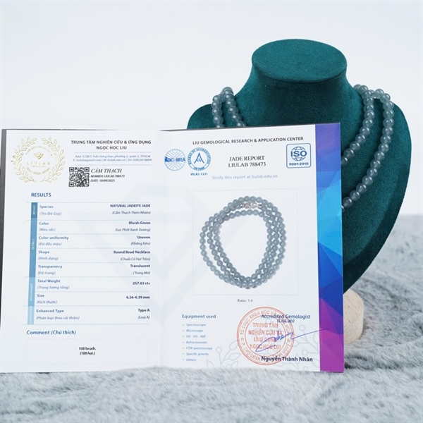 Chuỗi băng lam pha tím Gua 108 hạt ly6.56-6.39 (788473) KG+