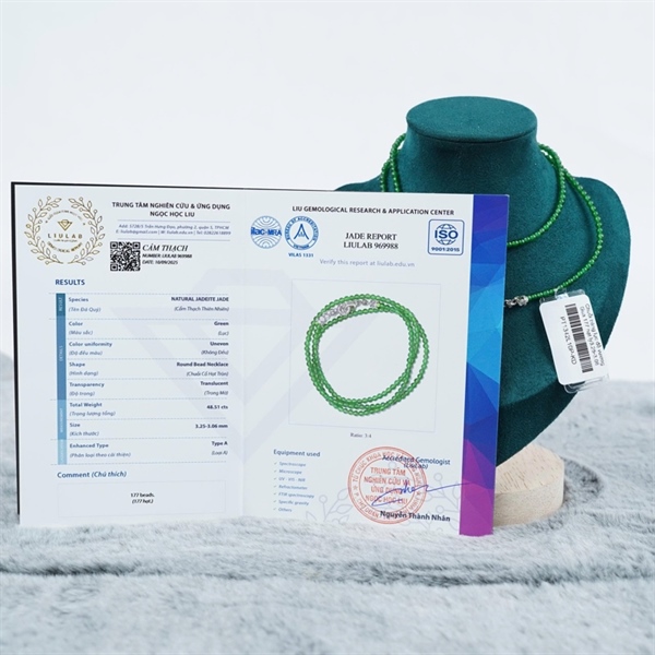 Chuỗi băng lục đế vương Gua 177 hạt ly3.25-3.06 (969988) KG+