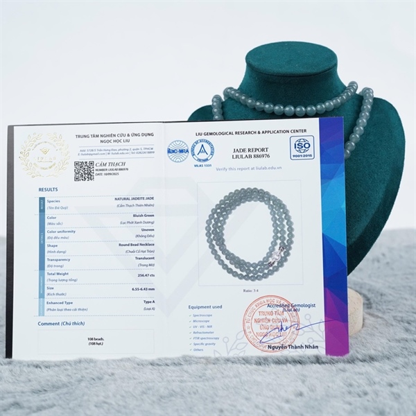 Chuỗi băng lam pha tím Gua 108 hạt ly6.55-6.43 (886976) KG+