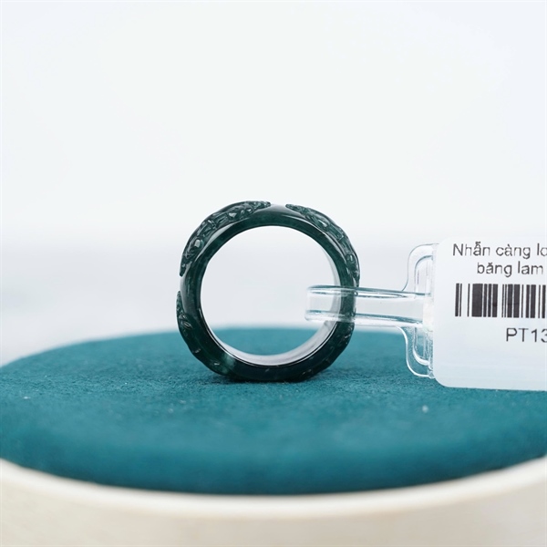 Nhẫn càn long chạm tỳ hưu băng lam pha lục Gua sz20.74-8.98 (657927) KG+