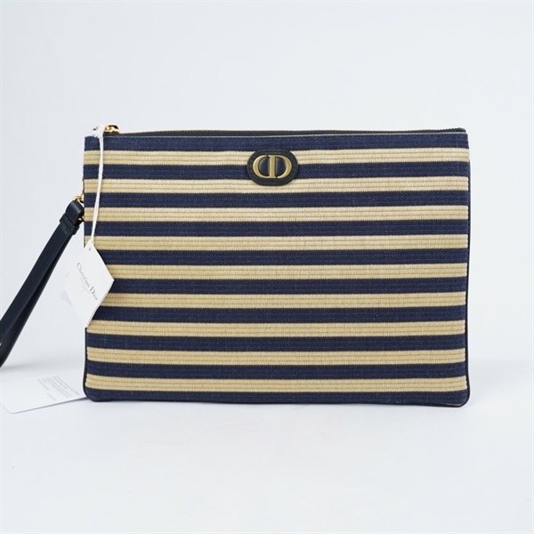 Túi Dior Clutch vàng sọc xanh đen (48-MA-0243) sz30 KG+