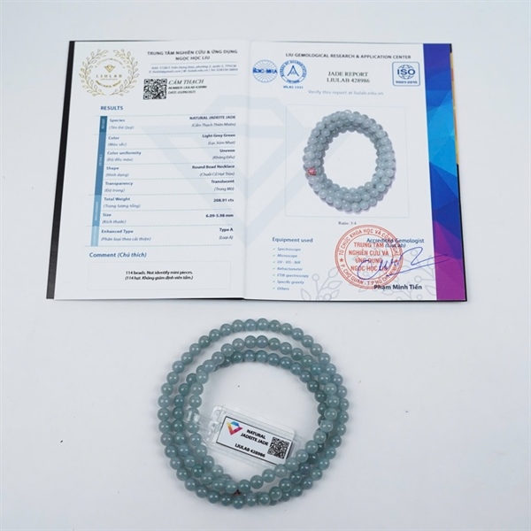 Chuỗi băng lam thiên ko My 114 hạt ly6.09-5.98 (428986) KG+