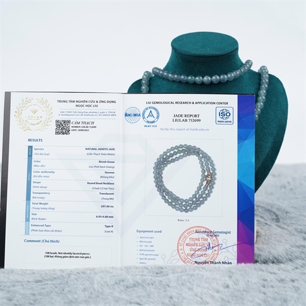 Chuỗi băng lam pha tím Gua 108 hạt ly6.95-6.6 (752699) KG+