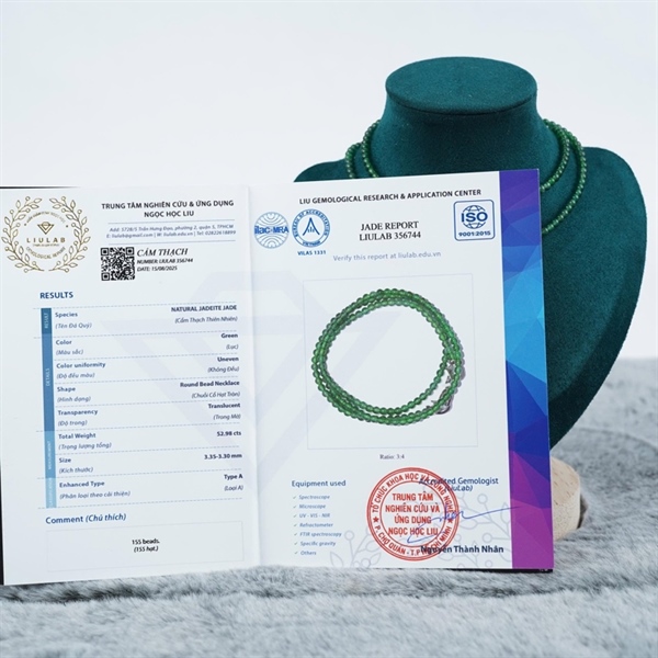 Chuỗi băng lục đế vương Gua 155 hạt ly3.35-3.3 (356744) KG+