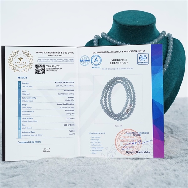 Chuỗi băng lam pha tím Gua 108 hạt ly6.55-6.46 (876797) KG+