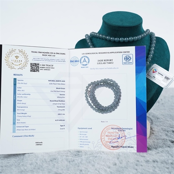 Chuỗi băng lam pha tím Gua 108 hạt ly6.57-6.46 (754452) KG+