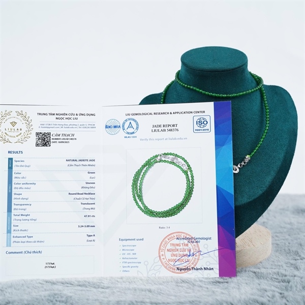 Chuỗi băng lục đế vương Gua 173 hạt ly3.24-3.09 (548376) KG+