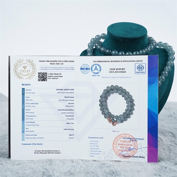 Chuỗi băng lam thiên ko Gua 62 hạt ly9.9-9.55 (658668) KG+
