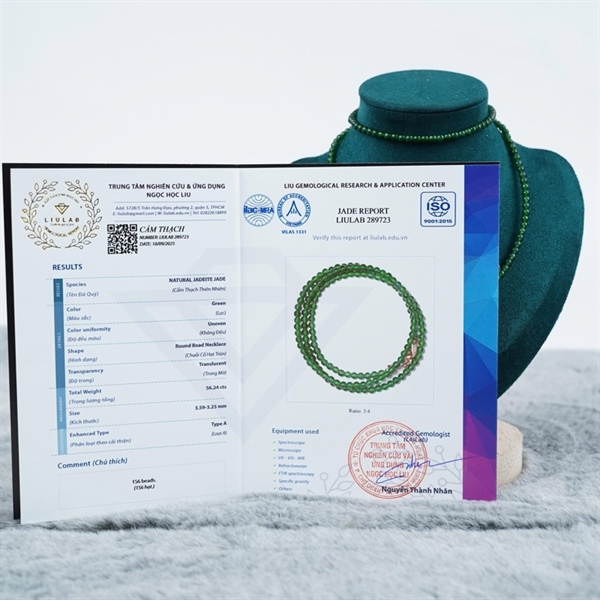 Chuỗi băng lục đế vương Gua 156 hạt ly3.59-3.25 (289723) KG+