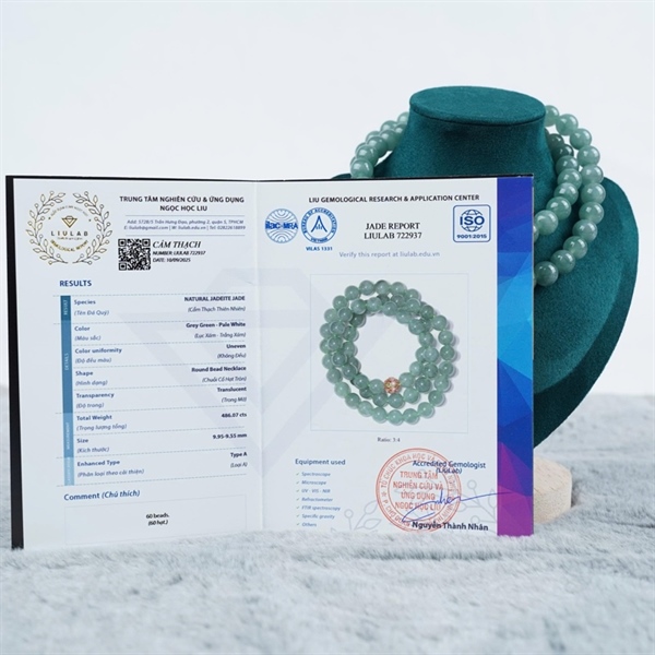 Chuỗi băng lam lục Gua 60 hạt ly9.95-9.55 (722937) KG+