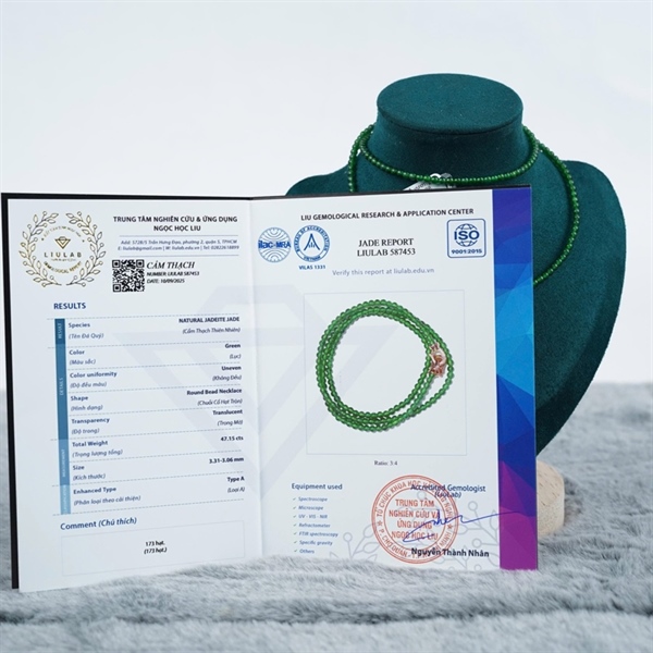 Chuỗi băng lục đế vương Gua 173 hạt ly3.31-3.06 (587453) KG+