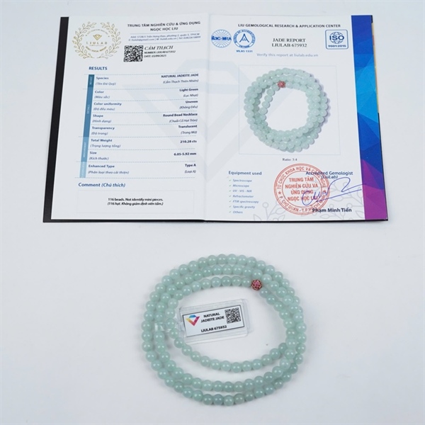 Chuỗi băng xanh nhạt My 116 hạt ly 6.05-5.92 (675932) KG+