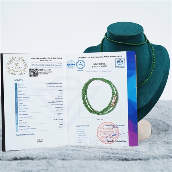 Chuỗi băng lục đế vương Gua 174 hạt ly3.26-3.1 (563772) KG+