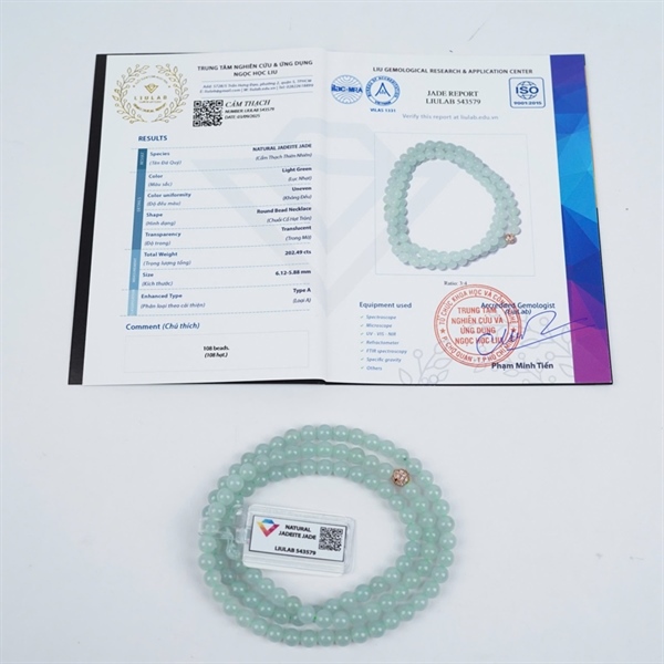 Chuỗi băng xanh nhạt My 108 hạt ly6.12-5.88 (543579) KG+