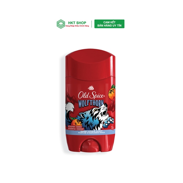 Sáp khử mùi và giảm tiết mồ hôi Old Spice Wolfthorn 73g (Sáp trắng) - Mỹ