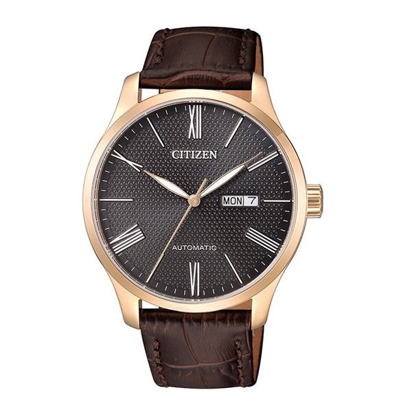 Citizen NH8353-00H- 40mm - vàng hồng đen dây da nâu
