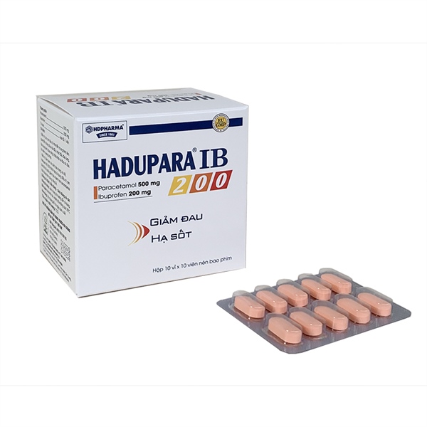 Hadupara Ib 200 (Paracetamol 500mg; ibuprofen 200mg)(Hộp 10 vỉ x 10 viên) - HDPHARMA EU