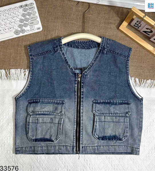 33576-Áo Ghile Jean Nhạt Túi Hộp