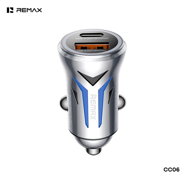 ֎[REMAX CC06] Sạc xe hơi 1A+1C PD+QC 36W bluetooth(150g)