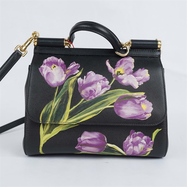 Túi D&G đen in hoa sz25 KG+