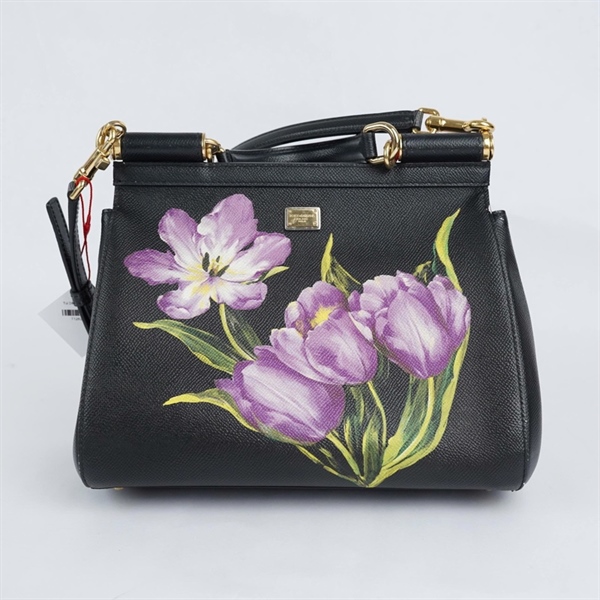 Túi D&G đen in hoa sz25 KG+