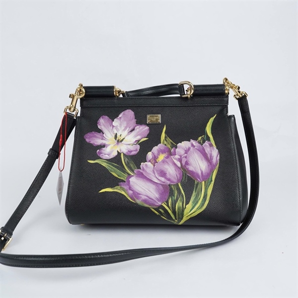 Túi D&G đen in hoa sz25 KG+