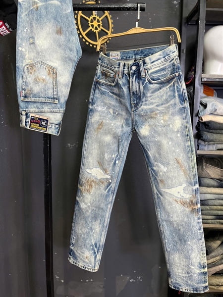 Jean Dài - QCUHX VIP-NX171-1 xanh was vẩy sơn rách lót