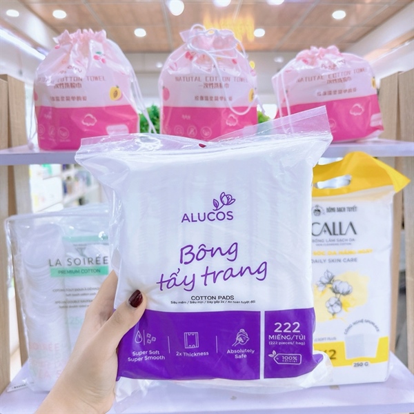 Bông tẩy Trang alucos siêu mềm, siêu mịn 222 miếng