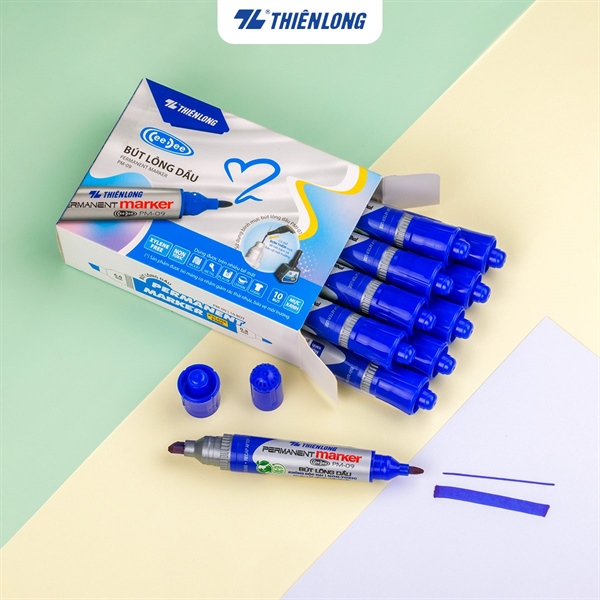 Bút lông dầu 02 đầu lớn xanh