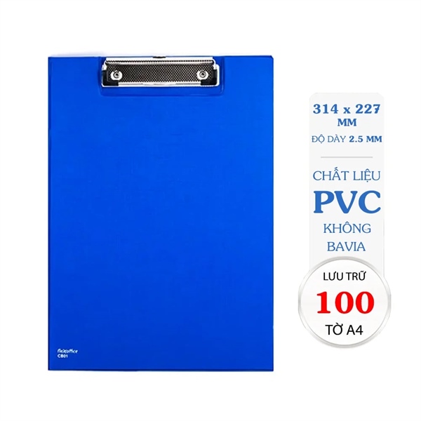 Bìa trình ký Kép A4 PVC FO-CB01 xanh