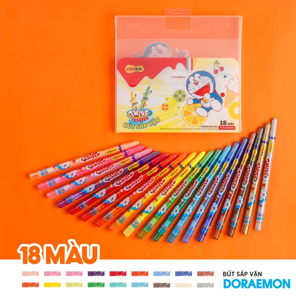 Bút sáp vặn 18 màu Colokit Doraemon TCR-C05/DO