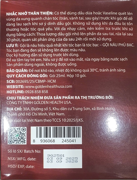 Dầu gội phủ bạc BROWN HAIR (H*10 Gói) - Golden health 2