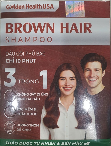 Dầu gội phủ bạc BROWN HAIR (H*10 Gói) - Golden health