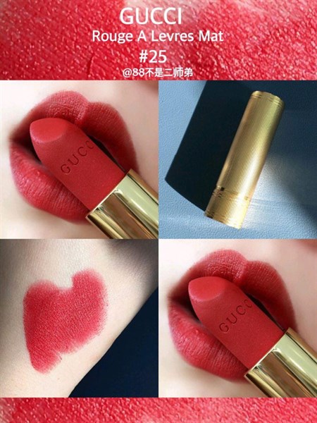 Son GUCCI Mat 25 Goldie Red Đỏ ánh hồng
