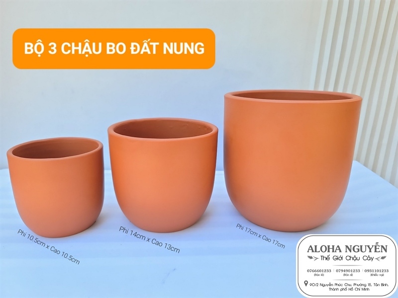 CHẬU TRỤ BO ĐẤT NUNG ĐỎ