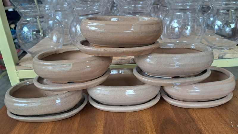 CHẬU OVAN CÓ ĐĨA (CAO6CM X NGANG14CM)