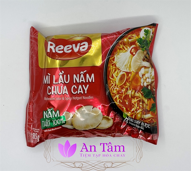 THÙNG MÌ LẨU NẤM CHUA CAY REEVA 85GR x 30 GÓI