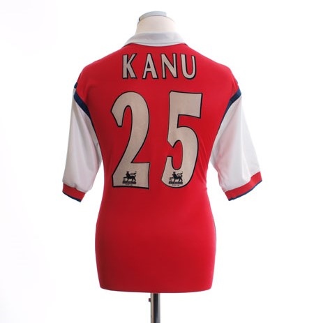 Áo bóng đá retro Arsenal 1998 đỏ In Kanu-25 vải Cotton Polyester nguyên tem