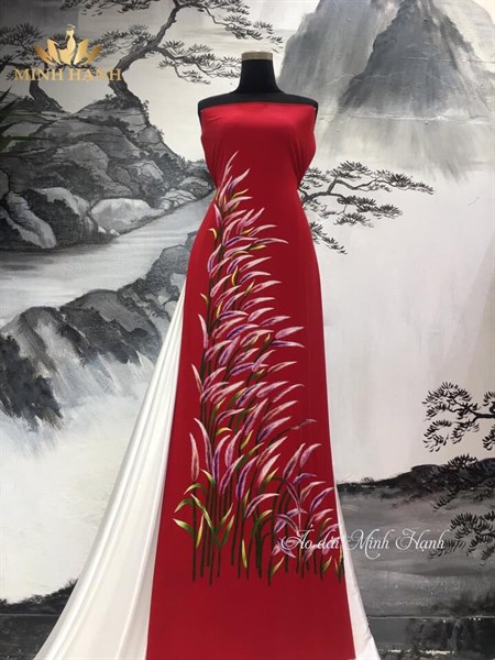 Áo đỏ hồng nhung thêu tay