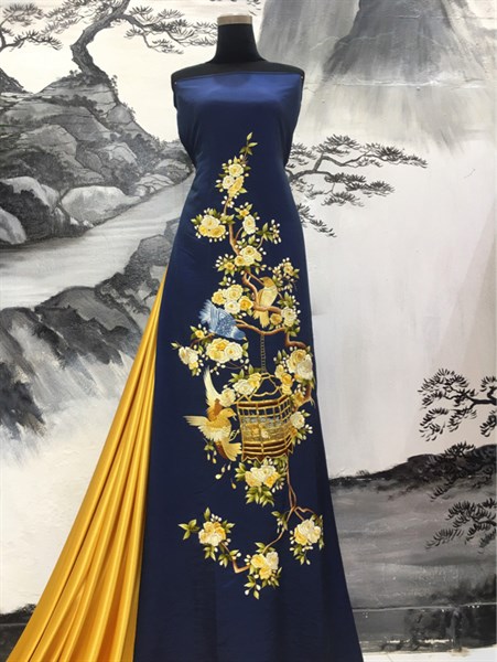 Áo xanh tím than thêu tay