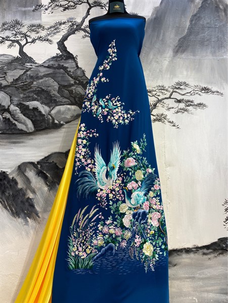 Áo xanh cổ vịt thêu tay