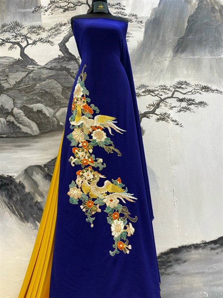 V xanh tím thêu tay