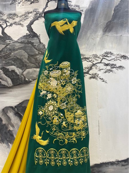 V xanh két thêu tay