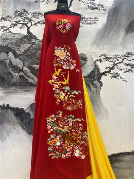 Áo Đỏ hồng nhung thêu tay