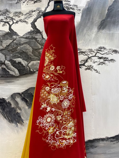 Áo Đỏ hồng nhung thêu tay