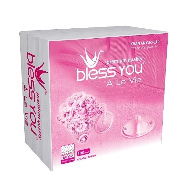 KHĂN GIẤY NHỎ BLESS YOU 100 TỜ 23*23