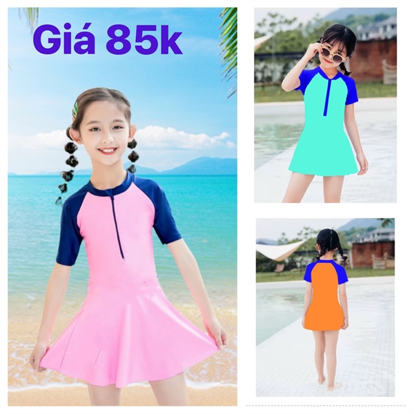 ĐỒ BƠI TAY NGẮN VÁY LIỀN BÉ S6