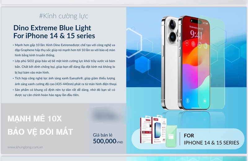 Dán CL350 iPHONE 15 Pro Max 6.7 full màn chống ánh sáng xanh